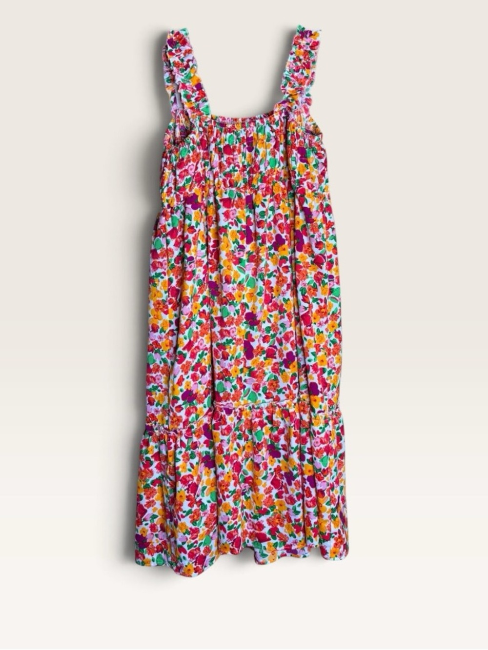 SHEIN Curve 3XL Floral Maxi Sundress Smocked Ruffle Strap Tiered Boho